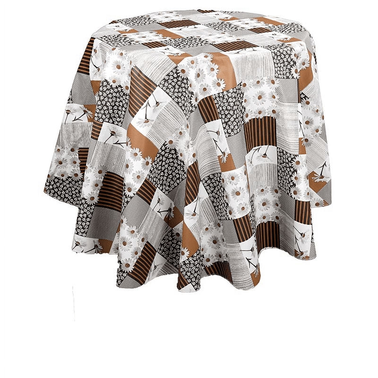 Ray Star Vinyl Party Tablecloths 60in Spring Tablecloth Plastic Picnic Outdoor and Camping Waterproof Oilcloth Table Cover for Round Tables
