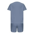 thumbnail image 5 of Pants Sets Women 2 Piece Outfits Short Sleeve V-Neck Blouses & Shirts Sets 2PC Women's V Neck Shorts Sleeve Two-piece Comfortable Home Pajamas Set Sports Set Two Piece Summer Sets Blue xxl, 5 of 5