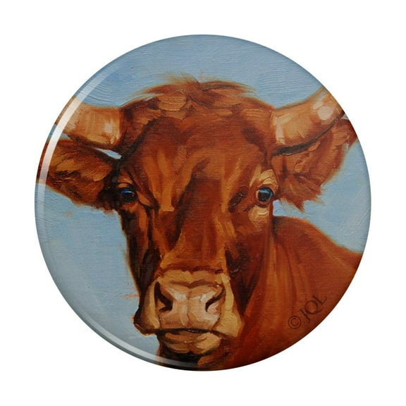 Brown Cow Cattle Horns Kitchen Refrigerator Locker Button Magnet