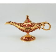 Metal Aladdin Genie Lamps Legend Aladdin Magic Lamp - Orange I Large I Pakistani Artisan Design I Decoration Piece Accent