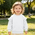 thumbnail image 2 of Nwiuh Toddler baby Girls Ruffle Sleeve Sweatshirt 6 Months-4 Years Solid Color Crewneck Cotton Pullover (White, 18-24 Months), 2 of 6