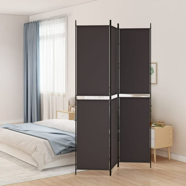 vidaXL Paravent 3 Panneaux Brun 150x220 cm Tissu