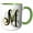 Green/White, variant on 3drose, Fancy Monogram Initial M on Green Tropical Leaves, 11oz Two-tone Black Mug