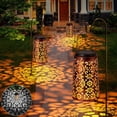 thumbnail image 6 of ROSHWEY Solar Hanging Lanterns, 2 Pack Outdoor Solar Lights Decorative Lantern Waterproof with Handle for Garden Table Patio Yard Porch Fence Pathway, Petal Pattern, 6 of 7