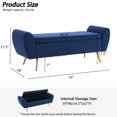 thumbnail image 4 of Velvet Storage Bench for Bedroom, 55" Extra Long Bench for King Size Bed, Modern Upholstered End of Bed Ottoman Bench with Arms and Gold Legs for Entryway Living Room, 4 of 8