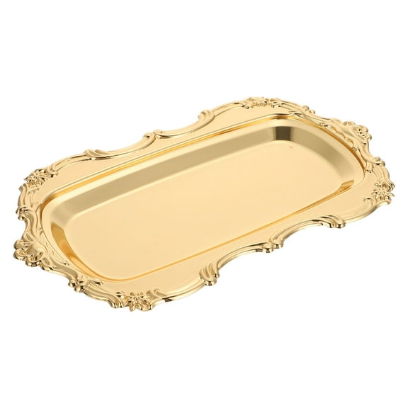 Pretyzoom European Style Golden Dessert Serving Tray Multi Functional Food Grade Metal Plate