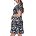 thumbnail image 2 of Kdxio Robe T-Shirt Décontractée pour Femmes Imprimé Triangles Violet-Or Manches Courtes d'Été avec Poches, 2 of 6