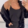 thumbnail image 4 of Sequin Suit Coat Women Suit Coat Lapel Long Sleeve Button Suit Jacket Glitter Sequins Autumn Winter Business Outerwear Street Party Wear Lapel Jacket, 4 of 8