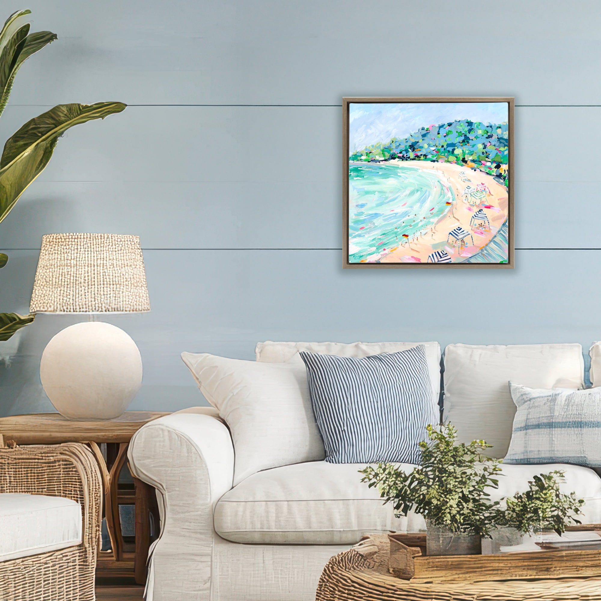 Stupell Industries Good Times Noosa Beach Brown Framed Floater Canvas Wall Art, design by Meredith Howse