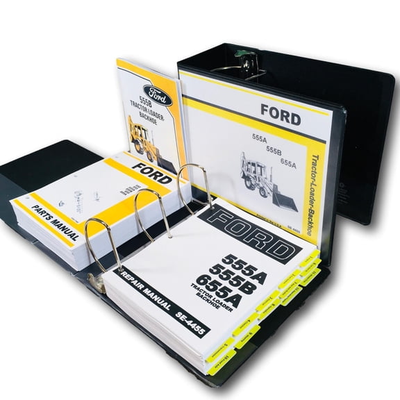 FORD 555B TRACTOR LOADER BACKHOE SERVICE PARTS OPERATORS MANUAL OWNERS SHOP SET