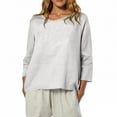 thumbnail image 1 of ManxiVoo Blouse à Coupe Décontractée pour Femmes à Manches 3 4 Col Rond Haut Léger Imprimé pour Tous les Jours Taille g Blanc, 1 of 7