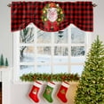 thumbnail image 3 of Christmas Wreath Tie Up Valances Curtain, Pig Bow Animal Red Check Winter Farm Adjustable Rod Pocket Short Window Treatment Tie Up Curtains Valances for Kitchen Living Room Bathroom 42x12 Inches, 3 of 9