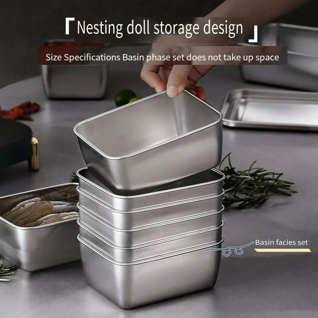 Contenants de Stockage Alimentaire en Acier Inoxydable 650ml avec Couvercles - Contenants Réutilisables pour Préparation de Repas pour Four, Congélateur et Lave-Vaisselle - Empilables, Lavables au Lave-Vaisselle, Capacité 650ml, YISHFHP, A