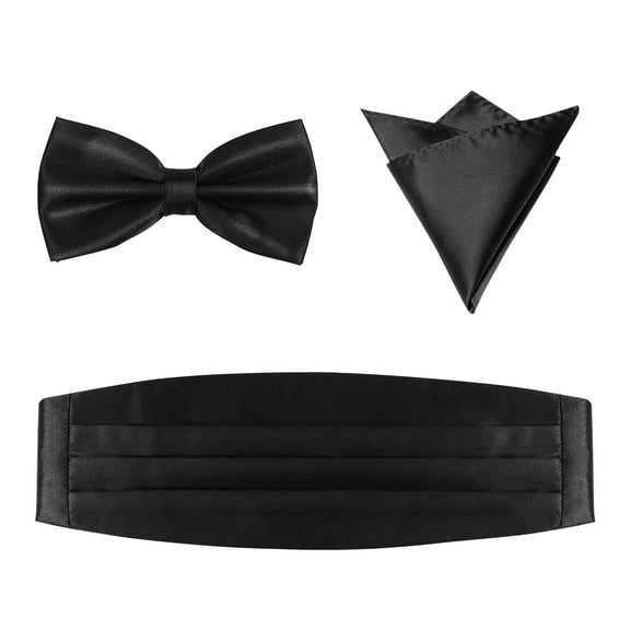 YUNLIGHTS 1 Set Cummerbund with Bow Tie Black Men's Formal Wear High End Style for Ball