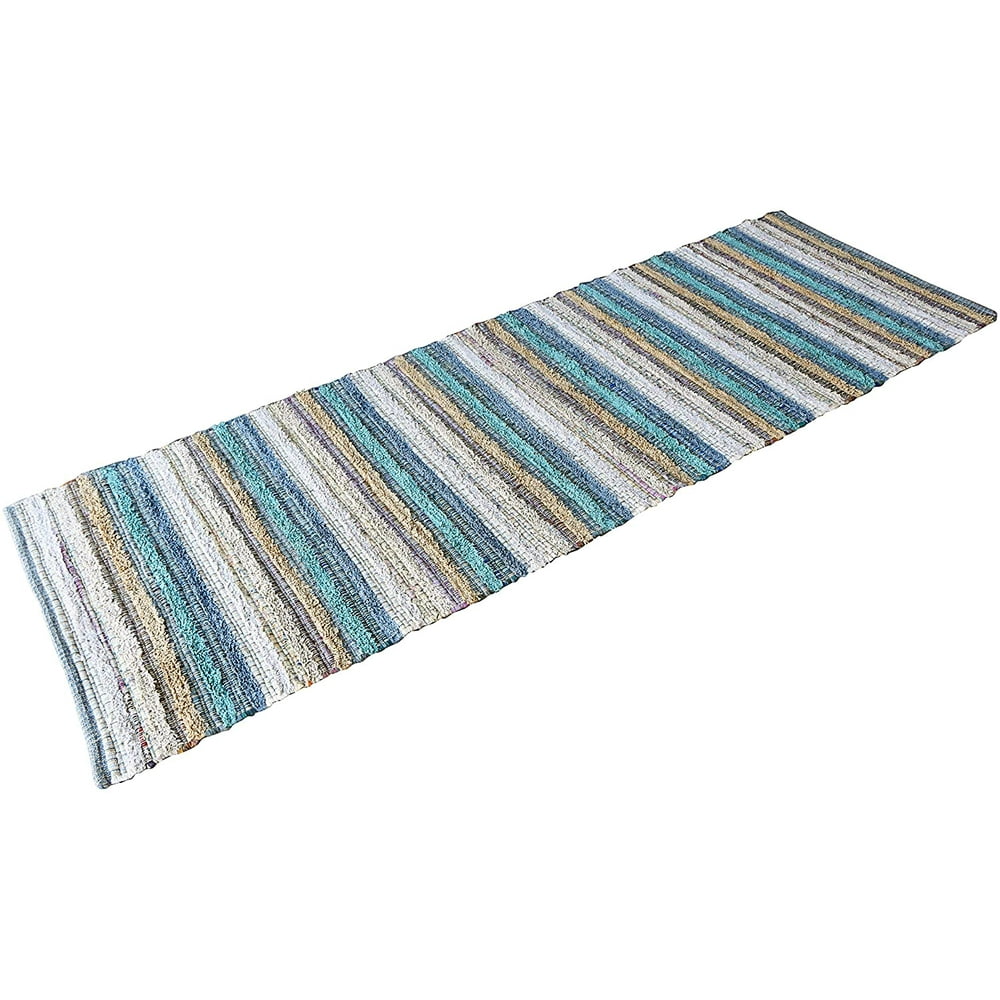 Multicolor Cotton Striped Runner Rug Indoor Hallway Entryway Kitchen
