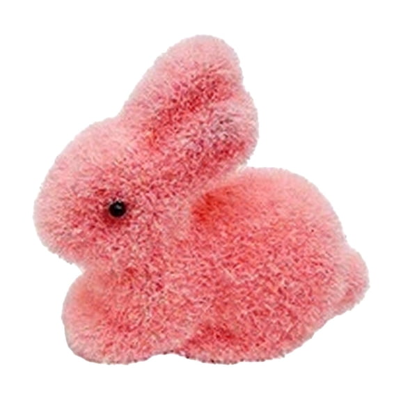 SLYNSHome Easter Rabbit Decorations,Pink Flocked Bunny Spring Table Centerpieces Easter Rabbit Figurines for Home Party Office