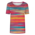 thumbnail image 5 of JTZGDY Womens Tops Loose Fit Casual Short Sleeve Round Neck Boho Floral Printed T-Shirts Trendy Oversized Basic Tunic Blouse Red XXXL, 5 of 5