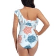 thumbnail image 5 of Pofeuu Sea Turtle Print Women's One Piece Swimsuits One Shoulder Swimwear Asymmetric Ruffle Monokinis Bathing Suits-Medium, 5 of 6