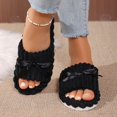 thumbnail image 6 of Slippers for Women Memory Foam House Womens Slipper Slides Home Bedroom Bathroom Spa Open Toe Corduroy Cute Bow Slippers Cozy Comfortable Black, 6 of 9