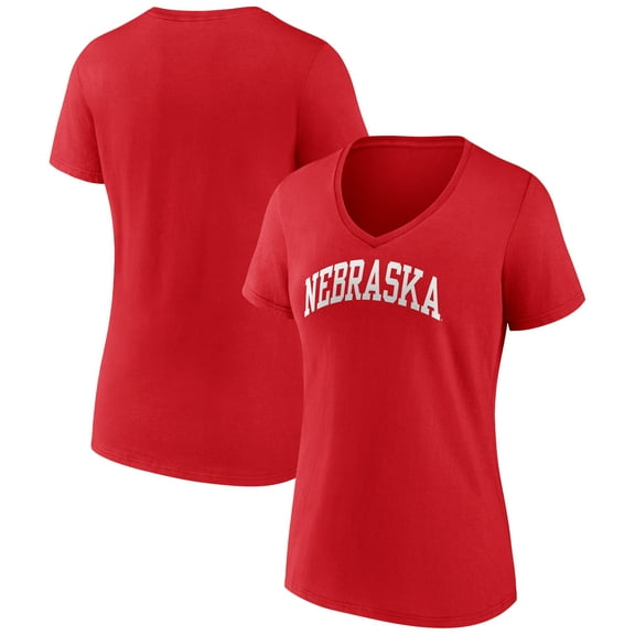 Women's Scarlet Nebraska Huskers Arch V-Neck T-Shirt
