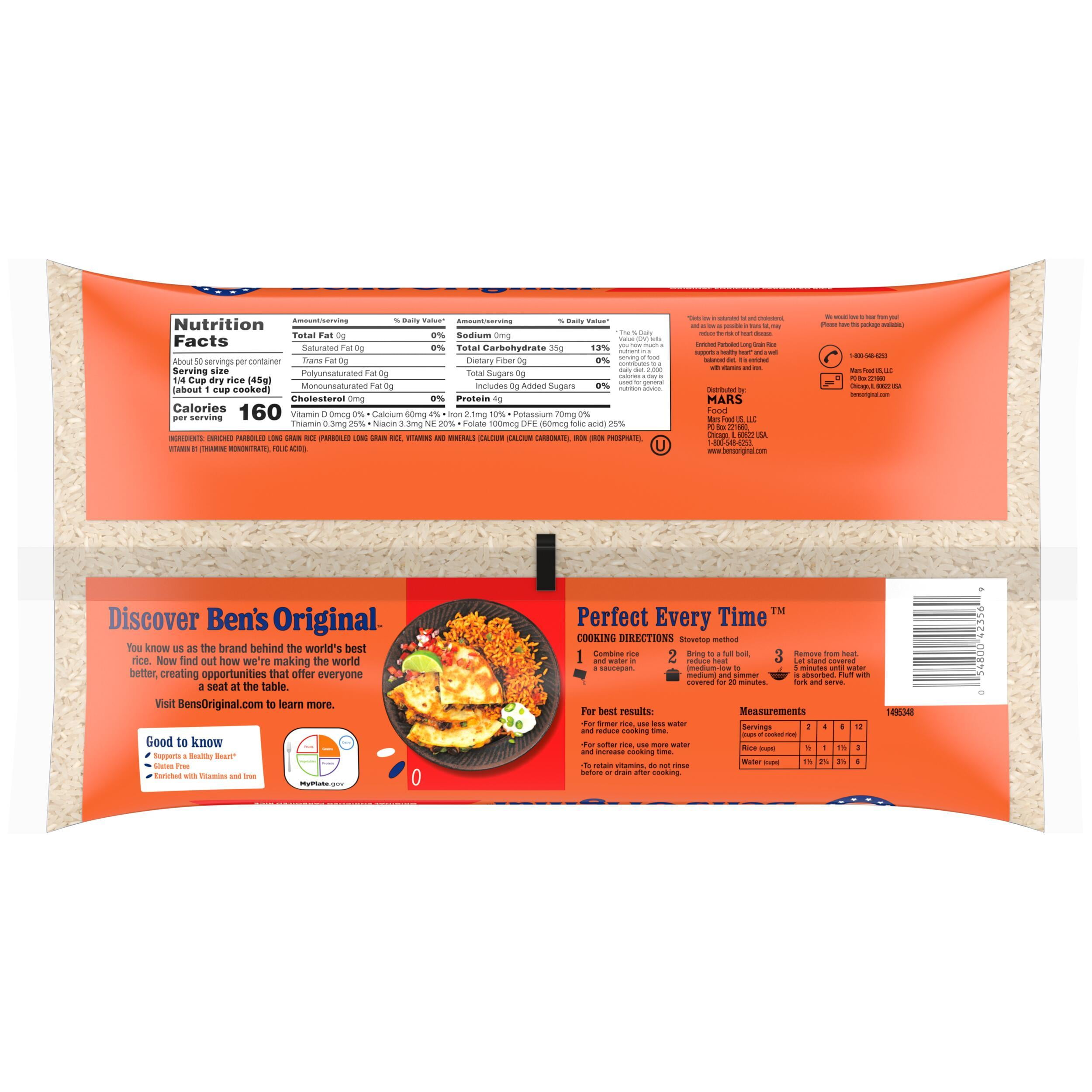 (3 pack) BEN'S ORIGINAL Enriched Long Grain White Rice, Parboiled Rice, 5 LB Bag