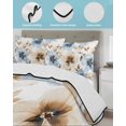 thumbnail image 4 of Blue Brown Spring Floral Summer Quilt Set Twin Size, Soft Microfiber Quilted Bedding Set with 2 Pillow Shams, Summer Botanical Watercolor Lightweight All Season Bedspread Coverlet for Bedroom 68"x86", 4 of 6