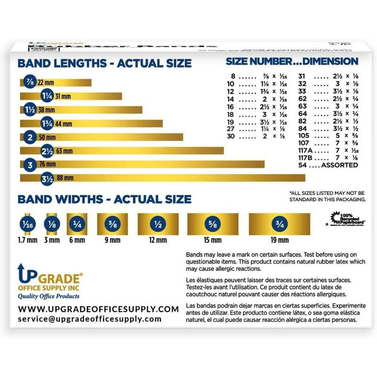 Rubber band deals sizes