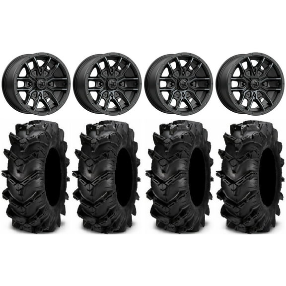 MSA Fang 14" Wheels Black 28" Cryptid Tires Kawasaki Teryx Mule