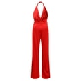 thumbnail image 4 of HXWCHs Combinaisons d'Été pour Femmes Grande Taille Combinaison Sans Manches à Col en V Profond, Dos Nu, Taille, Mini Combinaison Short pour Soirée L Rouge, 4 of 6