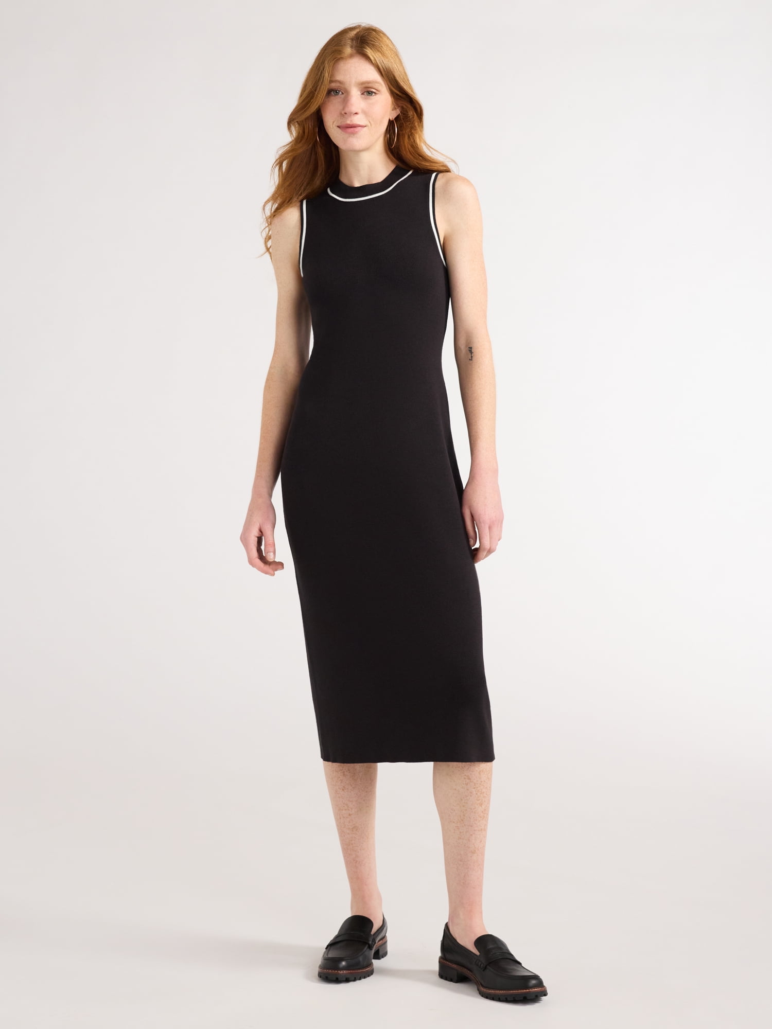 Free Assembly Women’s Sleeveless Sweater Knit Midi Dress, Sizes XS-XXL