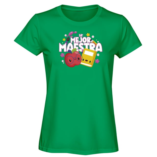 Playeras para mujer de manga corta con estampado de "la mejor maestra" para día del maestro