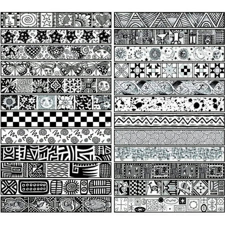Sax Mini Assorted Pattern Imprinting Mat Set, 1 X 6-3/4 in, Set of 24