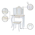 thumbnail image 4 of Teamson Kids Fashion Polka Dot Prints Gisele Play Vanity Set LED Mirror Light for Ages 3+ White Gold, 4 of 16