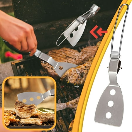 

〖TOTO〗Camping Hiking Stainless Steel Folding Spatula Food Turner Outdoor Tableware Camping Travel Fishing Outdoor Cooking Accessories