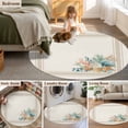 thumbnail image 5 of Round Rug 4Ft Washable Non-Slip, Summer Coastal Circle Area Rugs for Living Room Bedroom, Nautical Beach Marine Life Beige Striped Indoor Floor Mats Carpet Runner for Home Decor Aesthetic, 5 of 8