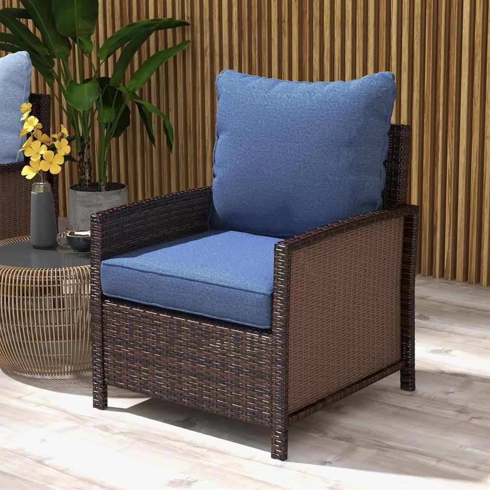 Resenkos Patio Chair Cushions, Outdoor Chair Pads,4 Patio Chair Cushions with Seat & Backrest, Fade Resistant Seat Replacement Cushion Set, Blue