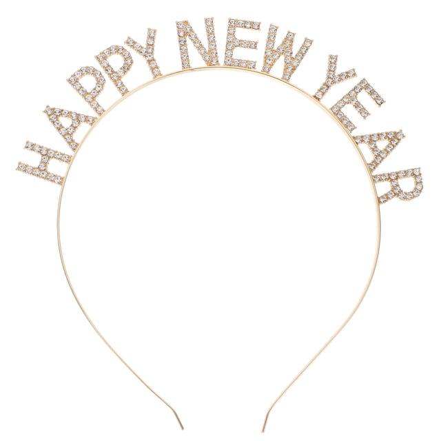 Weiweiguan 1Pc Fashion Letter Rhinestone Headband HAPPY NEW YEAR Hair Decor for Party