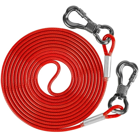 XiaZ Dog Tie Out Cable, 60 FT Dog Runner Cable with Swivel Hook, Dog Leash Run Trolley for Yard Outdoor and Camping, Rust- Proof Training Leash for Small to Medium Pets Up to 120 LBS