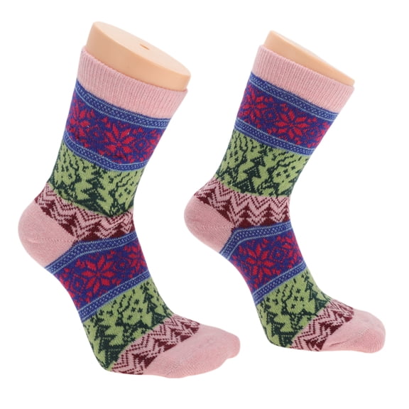 Unique Bargains 5 Pair Women's Retro Diamond Pattern Winter Warm Socks Assorted Color Polyester