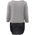 thumbnail image 2 of Women's Plus-Size Striped Chiffon Top Knit T-Shirt Blouse Sweater Tee Black White2X G16.038L, 2 of 4