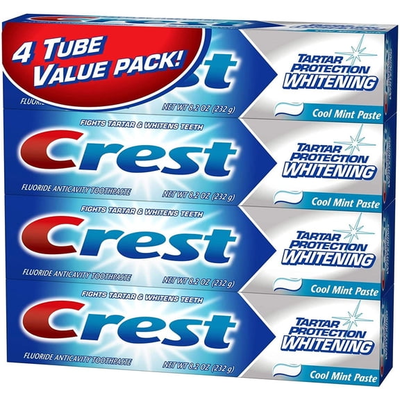 Crest Tartar Protection Whitening RE32Cool Mint Paste Anticavity Toothpaste 82 Ounce Tube Pack of 4