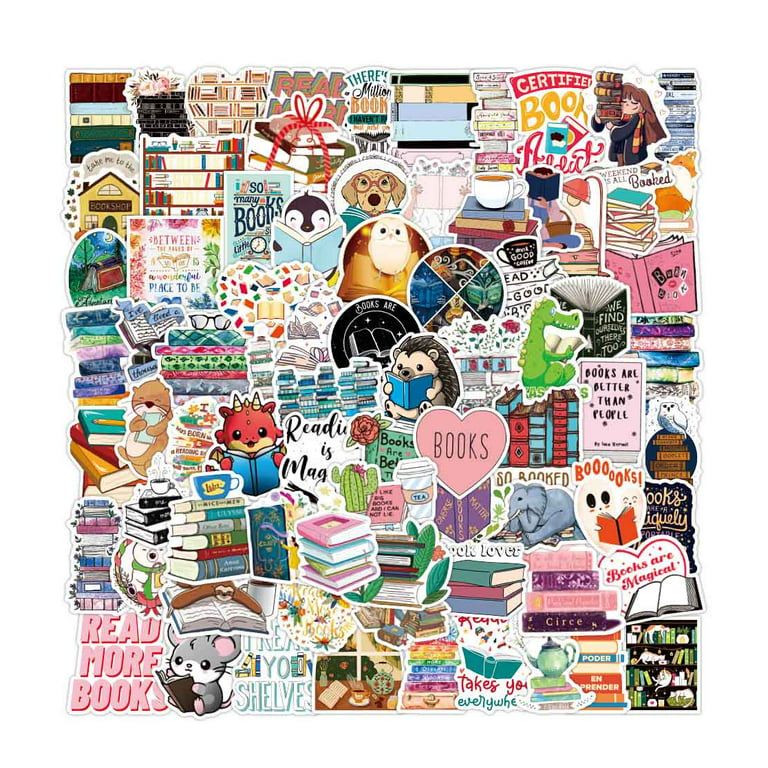 100 Pcs Reading Book Stickers, Bookish Reading Stickers for Water Bottles  Laptop, Book Lovers Gifts Accessories, Cute Decorations for Kids Teens