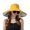 Yellow, variant on Wide Brim Floppy Sun Hat with Colorful Printed Underside UV Protection Lightweight Foldable Design for Outdoor Use - Beige