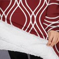 thumbnail image 3 of Oversized Wearable Blanket Hoodie,Burgundy and White Wavy Pattern Sherpa Blanket Hoodie with Super Pockets,Super Warm Fuzzy Pullover for Women & Men, 3 of 6