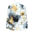thumbnail image 5 of Sexlip Women's Fashion Floral Print Shirts Pleated Crewneck Puff Sleve Shirts Fall Trendy Long Sleeve Tops Yellow XL, 5 of 6