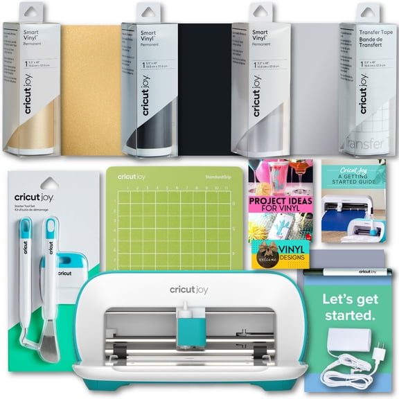 Cricut Joy Machine Bundle with Premium Permanent Vinyl and StrongBond Iron-On Samplers