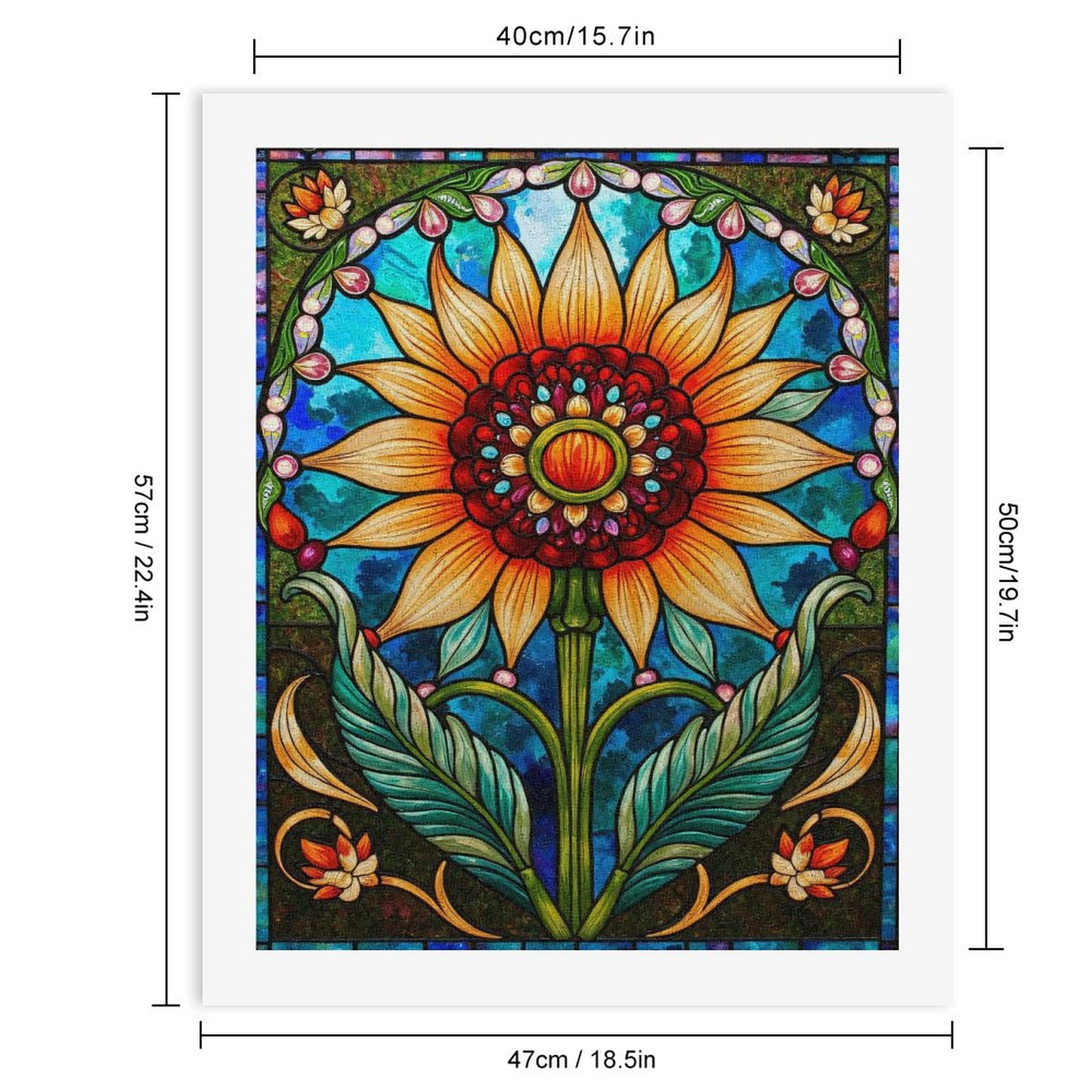 Paint By Numbers Kit for Adults Beginner - DIY Colorful Stained Glass Sunflower Art Canvas Painting Kits for Adults, Frameless Paint By Number for Adults for Home Wall Decor 16x20 Inch