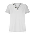 thumbnail image 4 of JGGSPWM Women's Spring Summer Waffle Knit Short Sleeve Solid V-Neck Casual Loose Fit T-Shirt Clothing White XL, 4 of 9