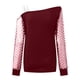 thumbnail image 4 of Lilgiuy - Camiseta con hombros descubiertos para mujer, blusa informal de manga larga transparente con estampado de estrellas y brillantes de diamantes de imitación, 4 of 7