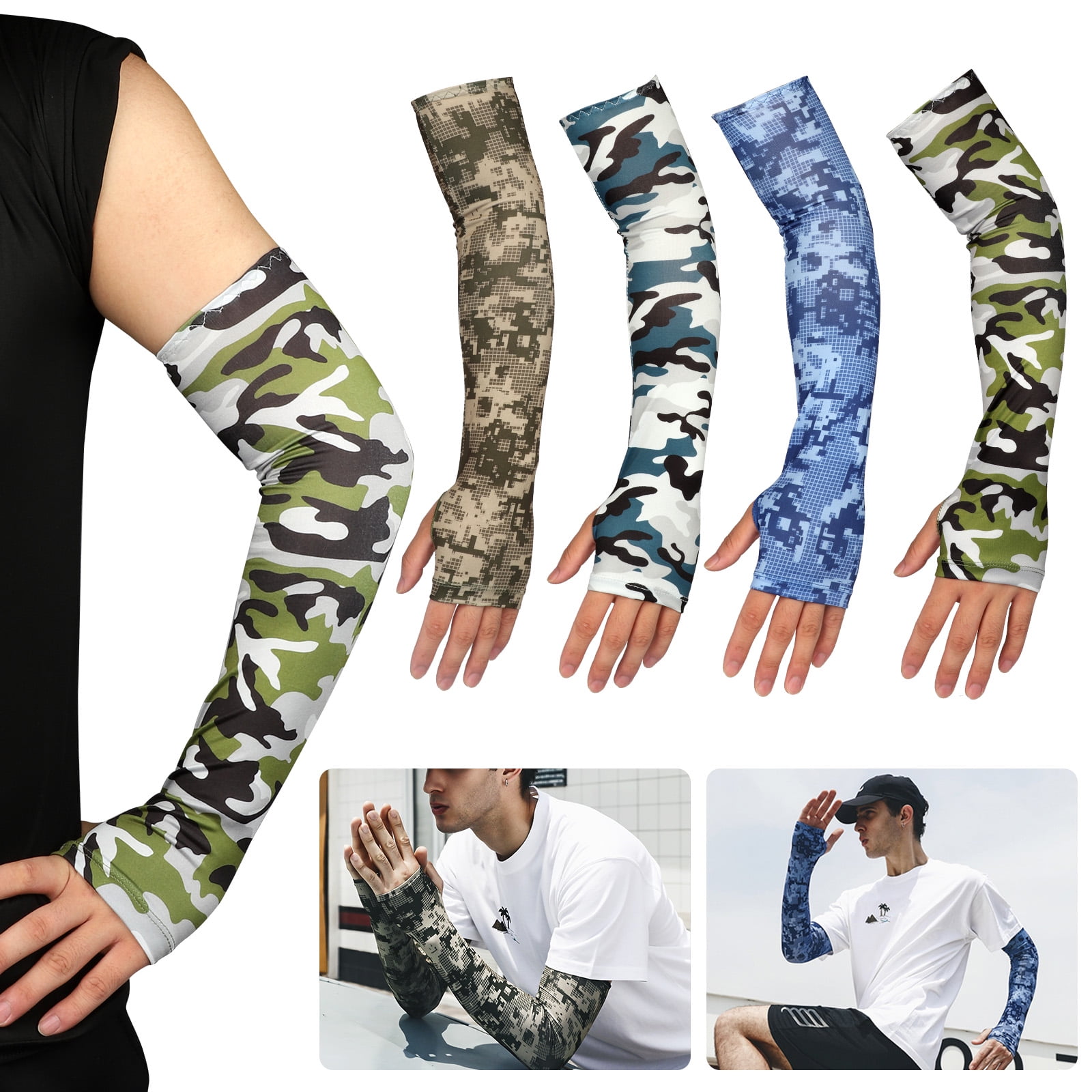 EEEkit Cooling Arm Sleeves, 8PCS UV Sun Protection Sunblock Arm Sleeve